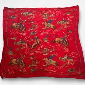 Vintage Red Ralph Lauren Double RL Cowboy Square Scarf